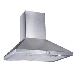 30 in. 217 CFM Convertible Kitchen Wall Mount Range Hood in Stainless Steel with Push Control, LEDs and Carbon Filters