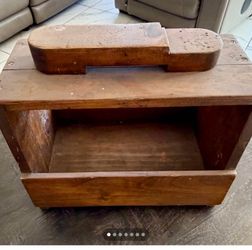 Antique Wood Shoeshine Caddy Box – Rustic Decor