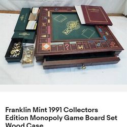 1991 Mint Condition Franklin Mint Monopoly Game 