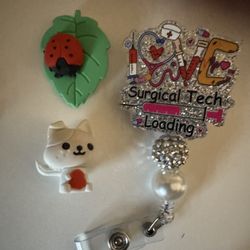 Puzzle Erasers Wolf And Ladybug And Surg Tech Badge Reel