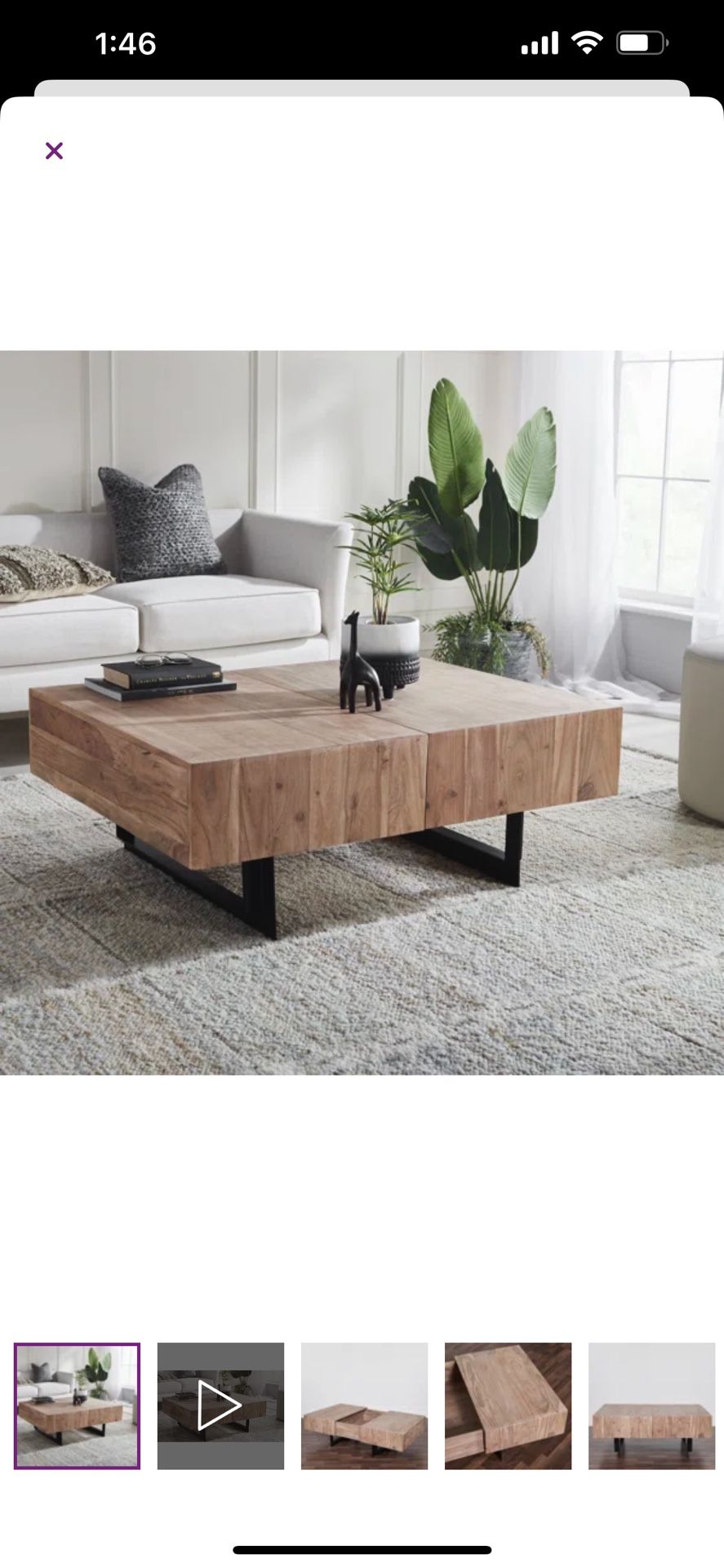 New Joss & Main Wood Storage Mullins Sled Coffee Table