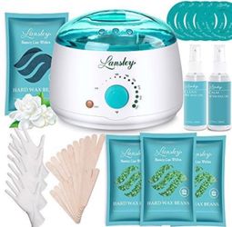 LANSLEYWAX Digital Waxing Kit for Women Men, Wax Warmer for Hair Removal with Silicone Pot, Hard Wax Kit, Waxing Machine for Sensitive Skin Brazilian