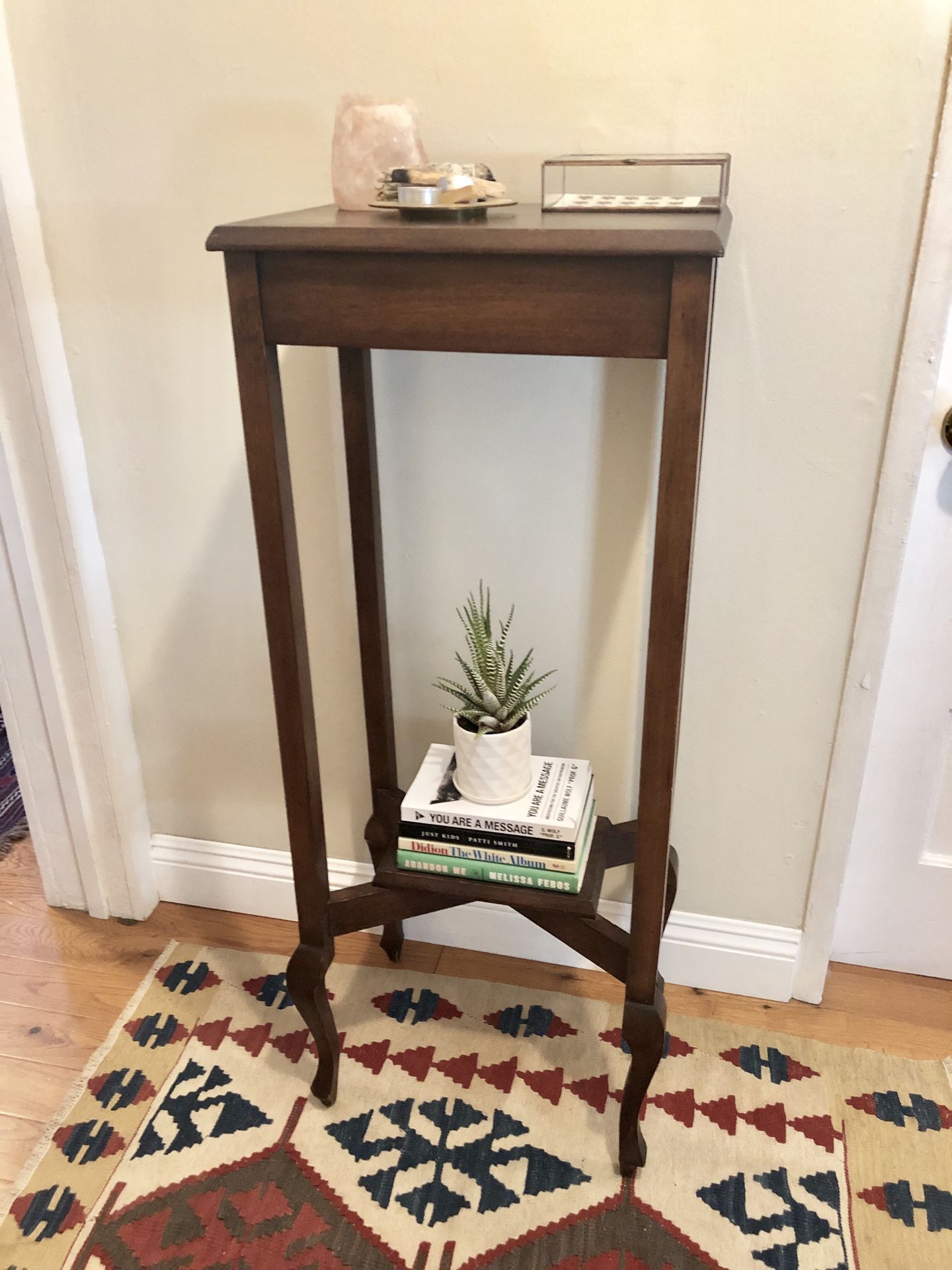 Vintage Side Entry Table Plant Stand Bookcase