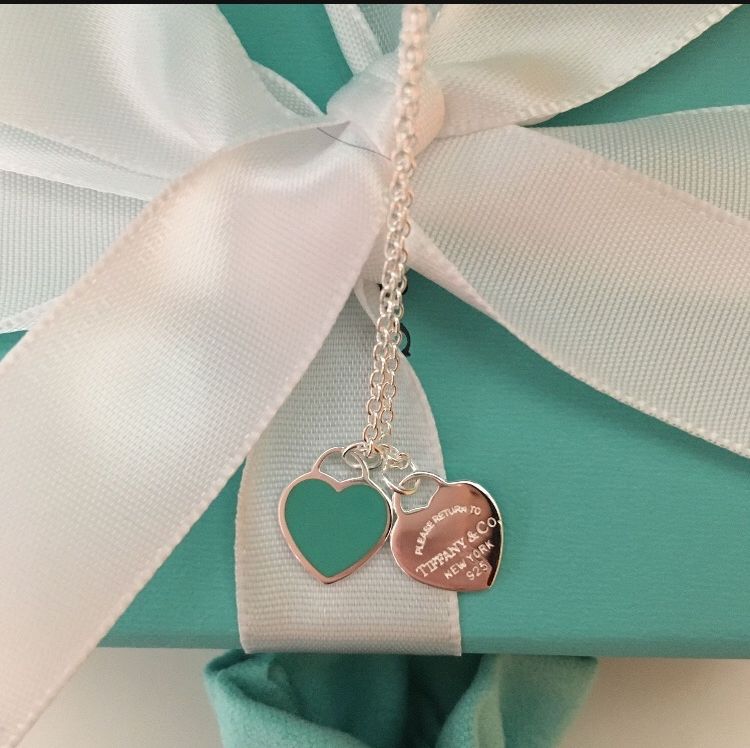 Tiffany & Co Mini Double Heart Tag Pendant 18inches BRAND NEW.