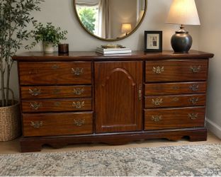 Vintage 8-Drawer Dresser with Center Cabinet