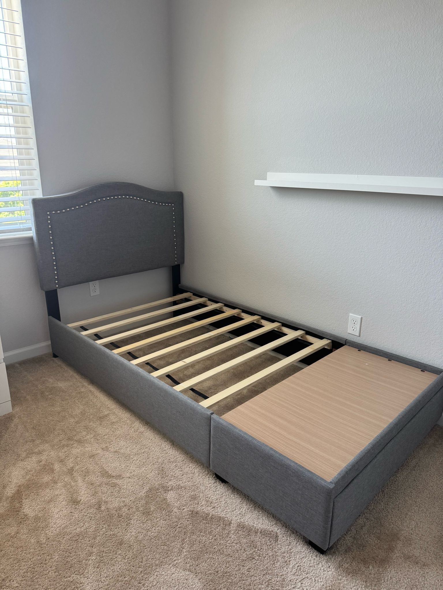 Twin Tufted Bed Frame w/ Storage