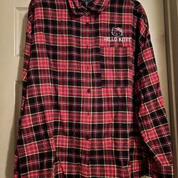 Red and black Hello Kitty flannel NWT Plus Sz 0X 