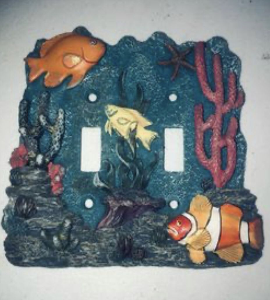 Ceramic 3-D Tropical Fish Dual Switch Cover