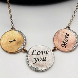 Sterling SILVER " I LOVE YOU MORE" NECKLACE- 18 INCHES