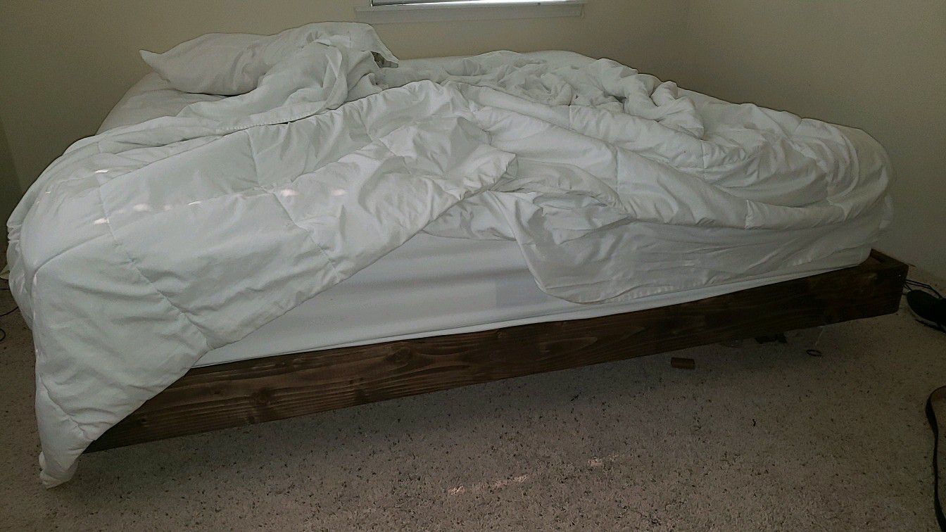 King size mattress and floating bed frame