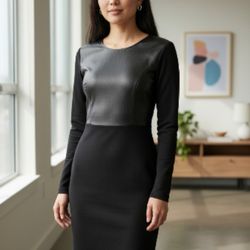 NWT~BCBGMAXAZRIA Faux Leather Top Dress