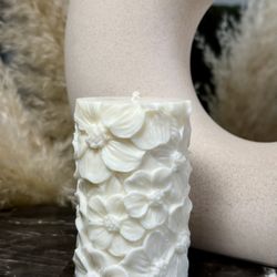 Rose Flower Pillar Candle Decor | Wedding decor Aesthetic Gift for Home