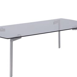  Smoked Glass Coffee Table with Silver Metal Legs