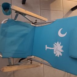 Blue Beach Chair Folding  Backpack  Cushion