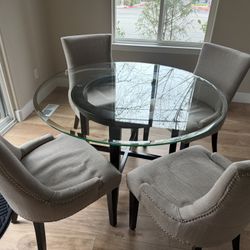 Glass Dining Table Set – Table + 4 Chairs