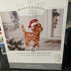 23" H Lit Christmas Incandescent Tinsel Golden Retriever Novelty Sculpture - Wondershopâ„¢