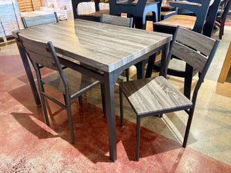 5-Pieces Gray Wood Top Dining Table Set