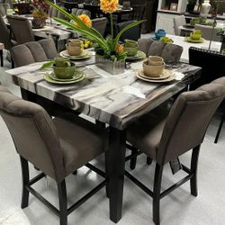 5PC Brown Dining Table Set