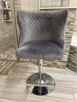 Adjustable Valvet Bar Stool Gray