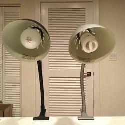 2 Gooseneck Clip-On Desk Lamp, Brushed Steel