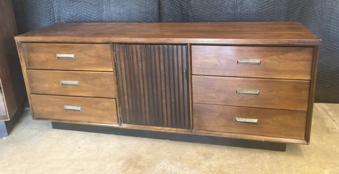 Mid Century Basset Walnut low profile dresser