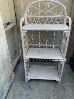 Vintage Wicker Rattan Floor Shelf (3 Shelves)