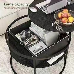 HOJINLINERO Round Lift Top Coffee Table,with Storage Hidden Compartment,Wood Farmhouse Coffee Table