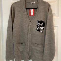 Men’s New With Tags LARGE Snoopy Peanuts Cardigan 