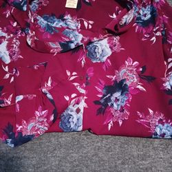 Faded glory Purple Floral Pattered Women's XXL Button down blouse