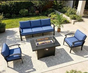 Outdoor Patio Furniture Set with Fire Pit Table☑️🆕