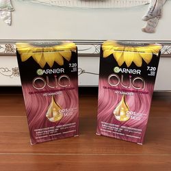 NEW! Garnier Olia Hair Color 7.20 Dark Rose Quartz (2 Boxes) Permanent Hair Dye