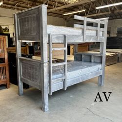 Solid Wood Twin Twin Bunk Bed And Foam Mattresses 