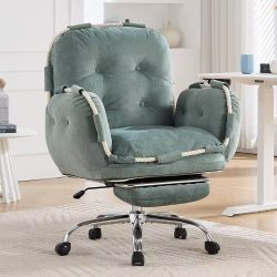 Comfortable Criss Cross Office Chair with Foot Rest Flip Armrests for Pets and Cross Legged Office Chair for Women Reclining Office Chair Desk Chair C