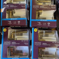 LOT OF 4 Wilshire Brushed Gold Bed/Bath Privacy Door Handle with Rectangle Rose @HD-545