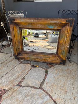 Large mirror shabby chic wood frame
