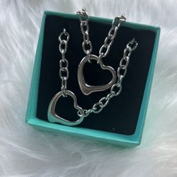 Gorgeous Open Heart Pendant Necklace & Bracelet Set