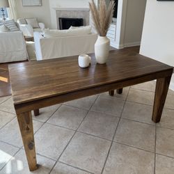 West Elm Farmhouse-Style Dining Table + Bench – Sleek & Sturdy