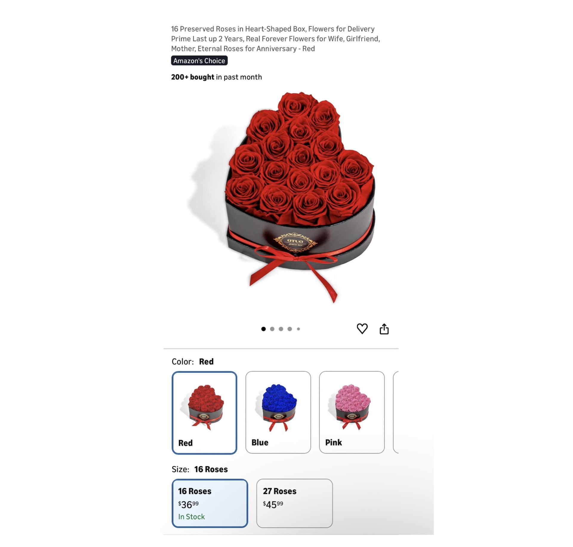 Brand new 16 Preserved Roses in Heart-Shaped Box, Flowers for Delivery Prime Last up 2 Years, Real Forever Flowers for Wife, Girlfriend, Mother, Etern