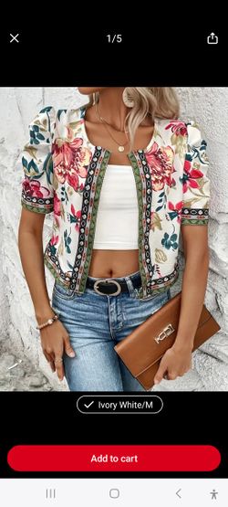 Temu Floral Print Size L Open Jacket