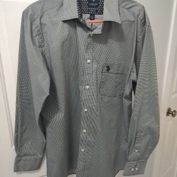 New U.S. Polo Assn. Men's Long Sleeve black w/white dots (L) Slim Fit 