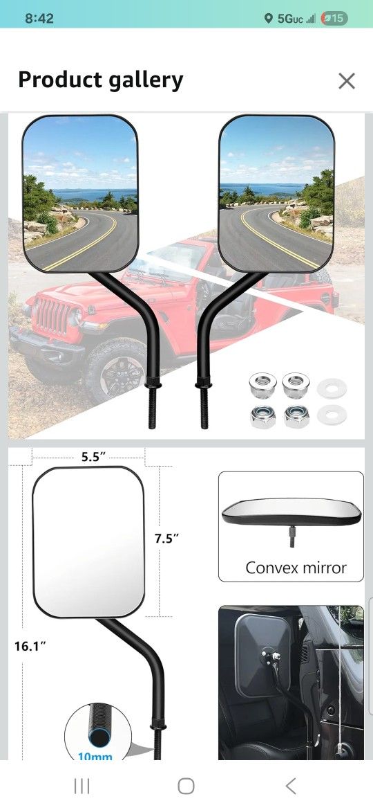  Jeep Wrangler JK CJ JL & Unlimited Mirrors 