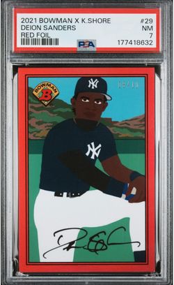 2021 Bowman X Keith Shore Deion Sanders Red Foil #29 8/10 — PSA 7 POP1