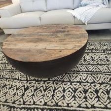 Round wood coffee table