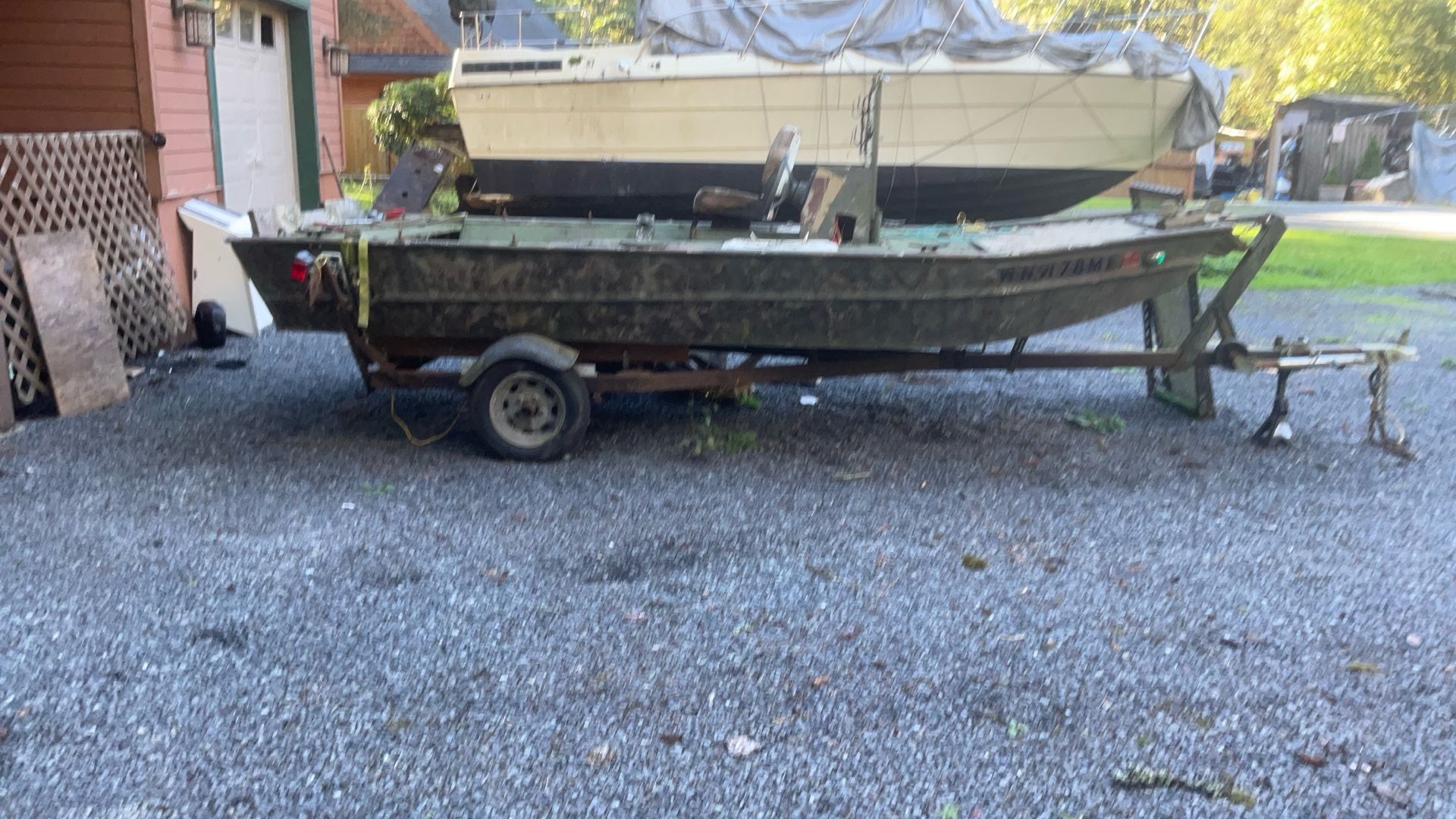 1979 Flat Bottom Duck Boat and Motor
