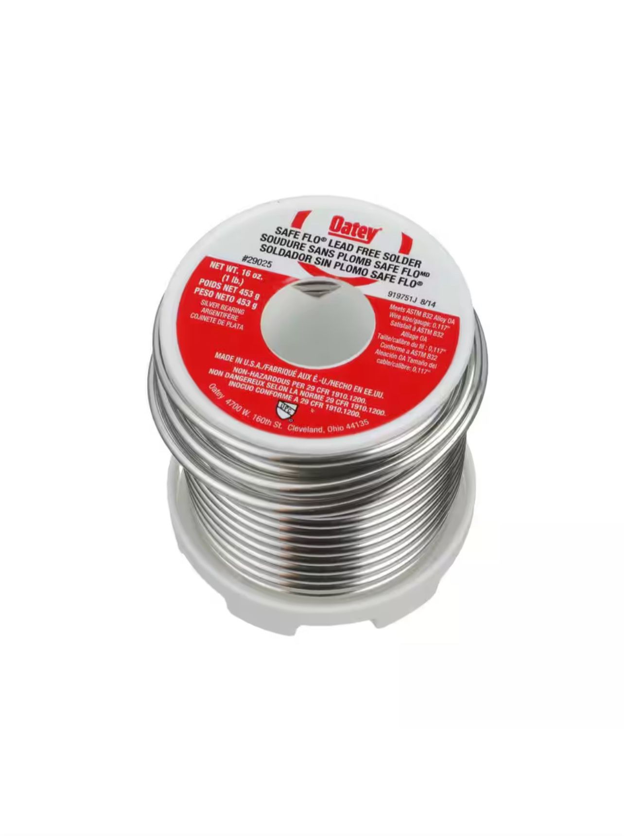 Oatey Safe Flo 1 lb. Lead-Free Silver Solder Wire (29025)