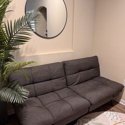 grey futon sofa
