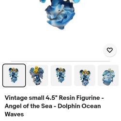 Vintage small 4.5" Resin Figurine - Angel of the Sea - Dolphin Ocean Waves she sparkles firm price $8 bucks pick up only 865 Ellsworth Ave right off o
