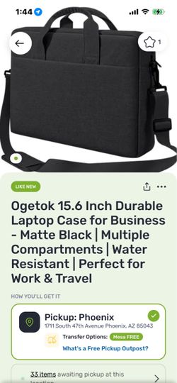 Ogetok 15.6 Inch Laptop Bag Matte Black