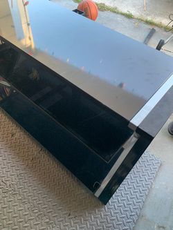 Black Glass TV Stand with Chrome Accents