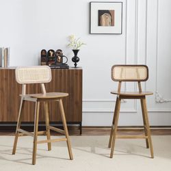 ModernLuxe Bari Indoor Wood Barstool Walnut Finished Set of 2